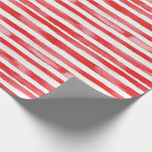 Rode Witte Strepen Kerstmis Cadeaupapier (Hoek)