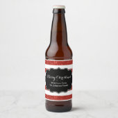 Rode witte strepen Kerstmis Custom Bier Label Bier Etiket (Voorkant)
