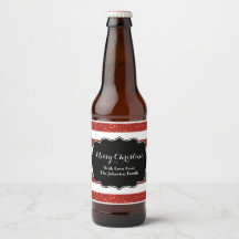 Rode witte strepen Kerstmis Custom Bier Label