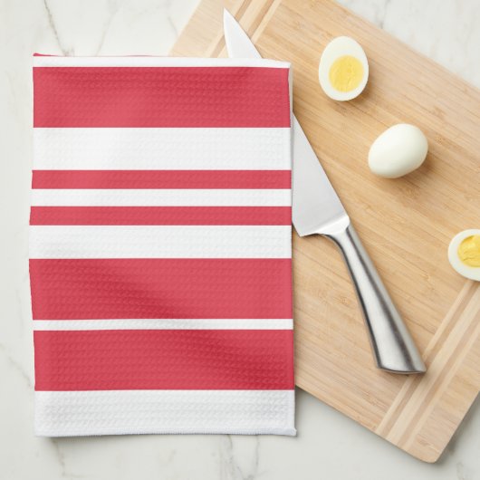 Rode witte strepen Kustkust Theedoek (Quarter Fold)