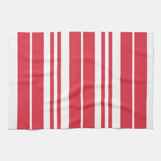 Rode witte strepen Kustkust Theedoek (Horizontaal)