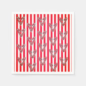 Rode witte strepen Lolipops Harten Servet (Voorkant)