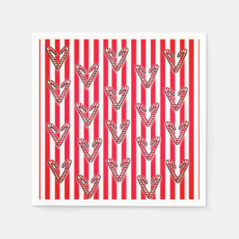 Rode witte strepen Lolipops Harten Servet