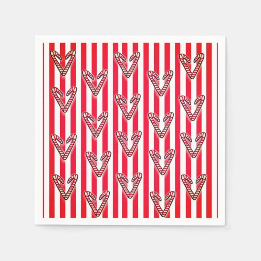 Rode witte strepen Lolipops Harten Servet (Voorkant)