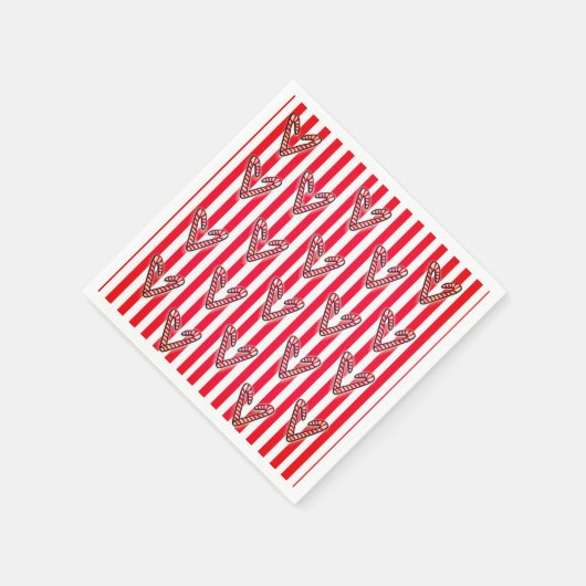 Rode witte strepen Lolipops Harten Servet (Hoek)