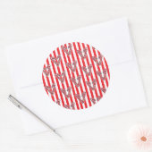 Rode witte strepen Lollipops Harten Ronde Sticker (Envelop)