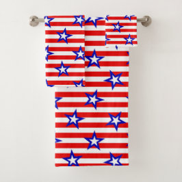 Rode witte strepen met blauwe en witte sterren bad handdoek