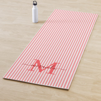 Rode & Witte Strepen Monogram Naam Yogamat