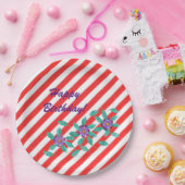 Rode witte strepen paarse bloemen op zaterdag Bord (Feest)