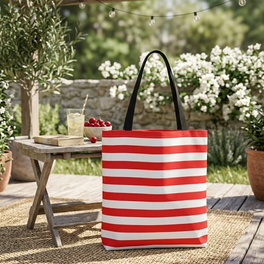 Rode witte strepen retro canvas tas