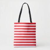 Rode witte strepen retro canvas tas (Voorkant)