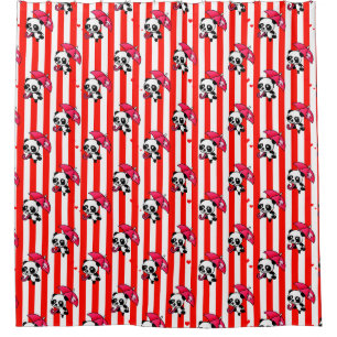Rode witte strepen Schattige Douchegordijn