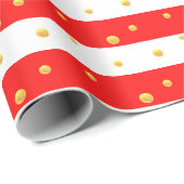 Rode Witte Strepen & Stippen Cadeaupapier (Rol Hoek)