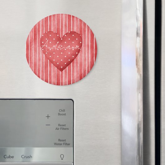 Rode Witte Strepen Stippen Hart Magneet (Insitu (Koelkast))