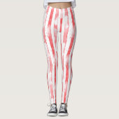 Rode Witte Strepen Stippen Kerst Leggings (Voorkant)