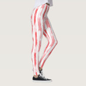 Rode Witte Strepen Stippen Kerst Leggings (Rechts)
