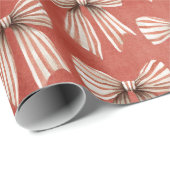 Rode Witte Strepen Strikjes Kerst Cadeaupapier (Rol Hoek)