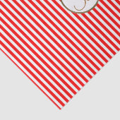 Rode Witte Strepen Vakantie Monogram Letter Initia Tissuepapier (Detail)