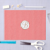 Rode Witte Strepen Vakantie Monogram Letter Initia Tissuepapier (Craft)