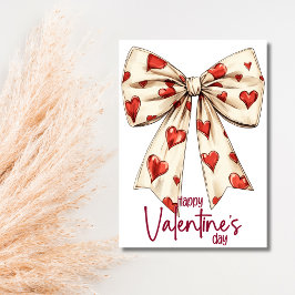 Rode Witte Strik Gelukkige Valentijnsdag Feestdagenkaart