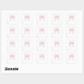 Rode witte strik handgetekende moderne Kerstmis Vierkante Sticker (Vel)