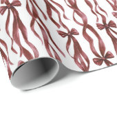 Rode Witte Strik Kerstmis Cadeaupapier (Rol Hoek)
