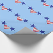 Rode witte strips Heart Blue Stars Verpakkingspapi Cadeaupapier (Hoek)