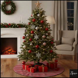 Rode Witte Suikerstok Diagonale Strepen Boog Kerstboom Rok