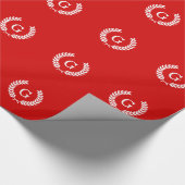 Rode Witte Tarwe Lauwerkrans Initiële Monogram Cadeaupapier (Hoek)
