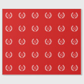 Rode Witte Tarwe Lauwerkrans Initiële Monogram Cadeaupapier (Vlak)