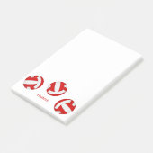 rode witte teamkleuren gepersonaliseerd volleybal post-it® notes (Schuin)