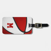 rode witte teamkleuren monogram basketbal bagagelabel (Voorkant horizontaal)