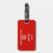 rode witte teamkleuren monogramme volleybal bagagelabel (Achterkant verticaal)