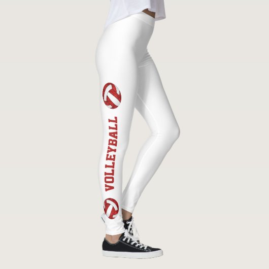 Rode witte teamkleuren volleyballen met tekstbeen leggings (Rechts)