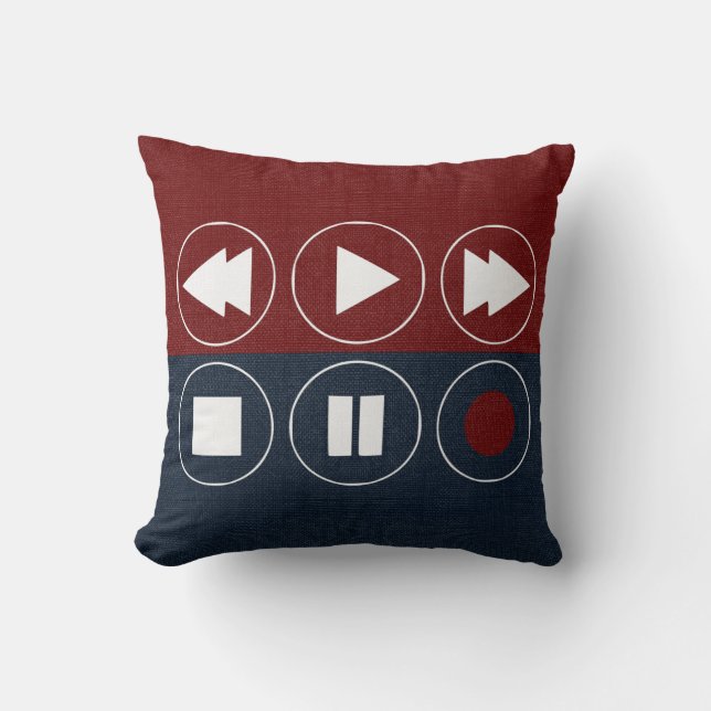 rode witte Tech-pictogrammen spoelen snel vooruit  Kussen (Voorkant)