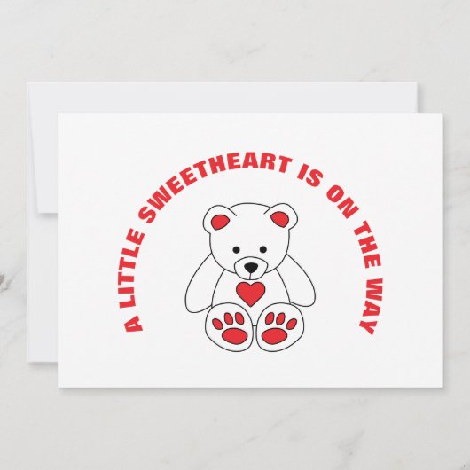 Rode Witte Teddybeer Baby shower Little Sweetheart Bedankkaart (Achterkant)