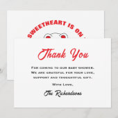 Rode Witte Teddybeer Baby shower Little Sweetheart Bedankkaart (Voorkant / Achterkant)
