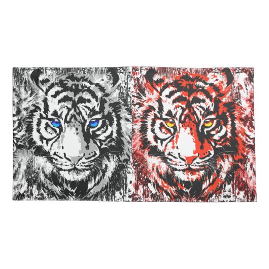 Rode witte tijgerzijde - Kussensloop voor tijger (Achterkant)