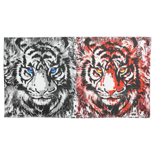 Rode witte tijgerzijde - Kussensloop voor tijger (Voorkant)