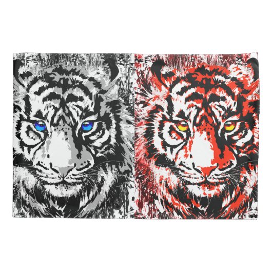Rode witte tijgerzijde - Kussensloop voor tijger (Achterkant)