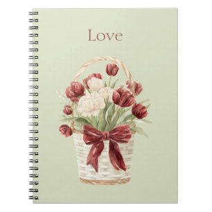 Rode Witte Tulpen Bloemen Mand Notitieboek