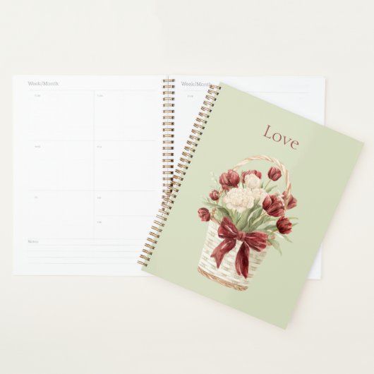 Rode Witte Tulpen Bloemen Mand Planner (Display)