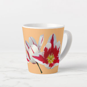 Rode Witte Tulpen Close-up Oranje Latte Mok