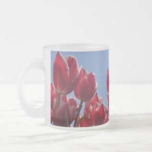 Rode witte Tulpen Mok van glas, gevroren