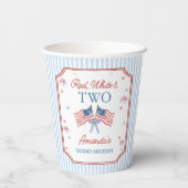 Rode Witte & Twee 4 Juli Verjaardag Papieren Beker (Achterkant)
