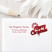 Rode & Witte Typografie Prettig Kerstfeest Etiket (Insitu)