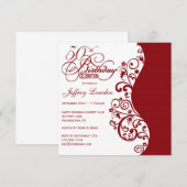 Rode & Witte Uitnodiging 50e verjaardag van de Par (Voorkant / Achterkant)