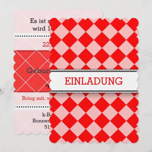 Rode witte uitnodigingen (Voorkant / Achterkant)