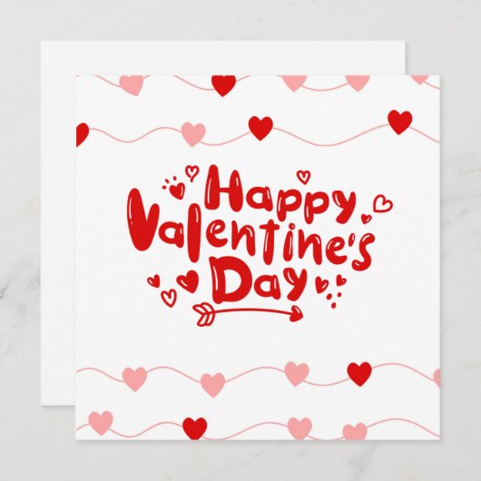 Rode witte Valentijnsdag Feestdagenkaart (Voorkant / Achterkant)