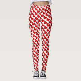 Rode & witte Valentijnsdag Hartpatroon Leggings